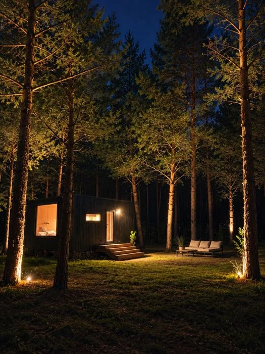 Domek letniskowy, całoroczny z balią, jacuzzi Tiny House „Sosnowa Baza” Jezioro, lasy