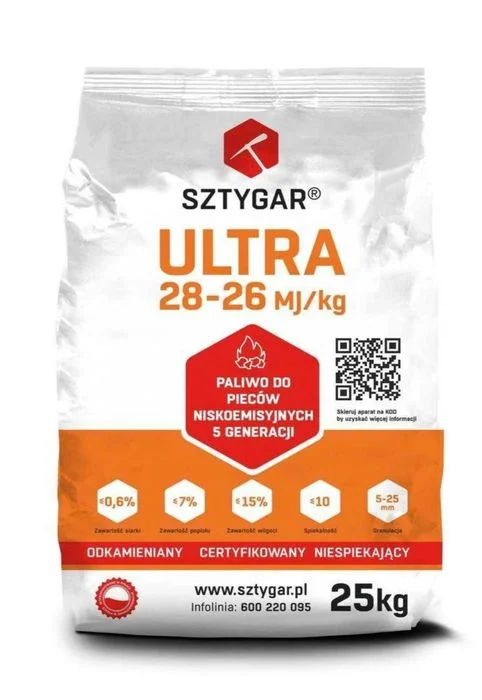 GROSZEK workowany SZTYGAR ULTRA 28 MJ Certyfikat EKO Gold Premium Hermes Węgiel Pellet – zdjęcie 2