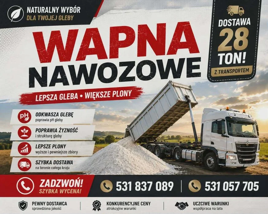 Wapno Nawozowe Węglanowe, Magnezowe, Kreda- PROSTO Z KOPALNI ! SUCHE!