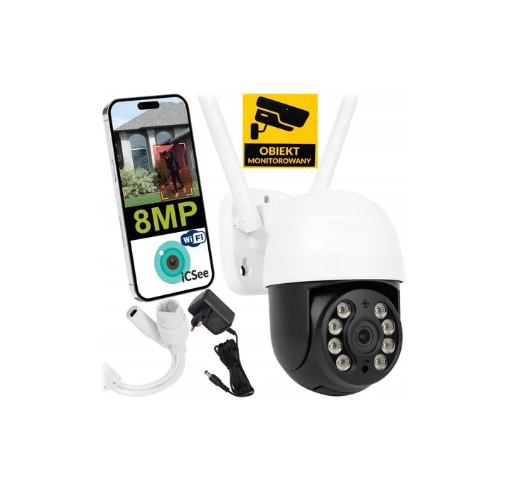 KAMERA 8MPx WiFi IP obrotowa zewnętrzna PTZ ZOOM detekcja ruchu alarm