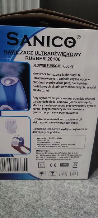 Nawilżacz powietrza ultradźwiękowy Sanico Rubber – zdjęcie 3