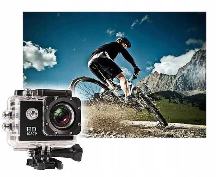 Zestaw KAMERA SPORTOWA 1080p na kask narty rowery wodoodporna FULL HD – zdjęcie 6