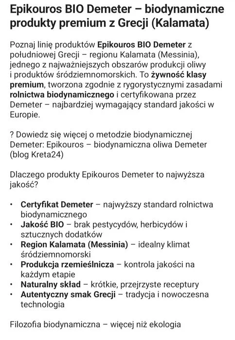 Oliwa z oliwek extra virgin, bio demeter,epicuros – zdjęcie 3