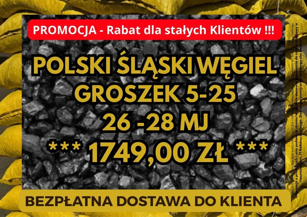 POLSKI WĘGIEL : GROSZEK 5-25, 26-28MJ - Dostawa Gratis !!!