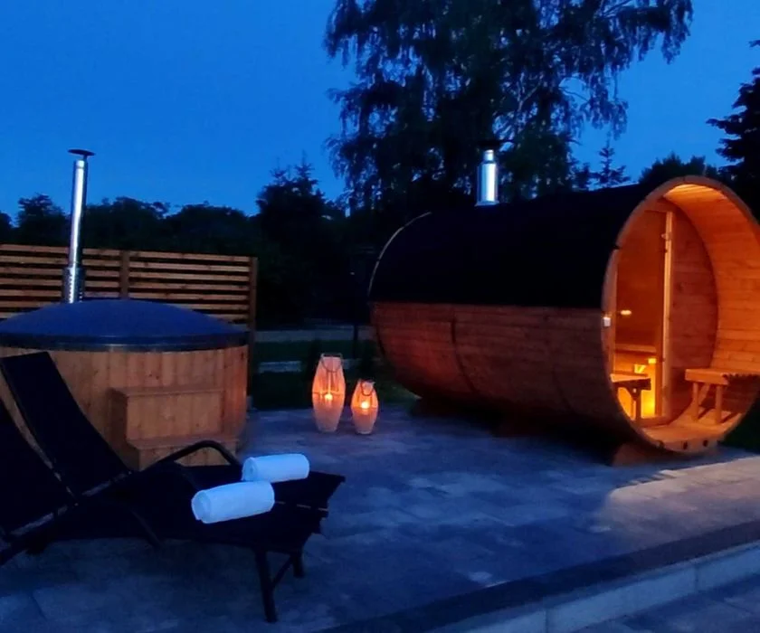 Sauna balia - Nowa osada - Domki przy plaży - Wakacje, Domki na Mazurach, domki nad jeziorem – zdjęcie 3