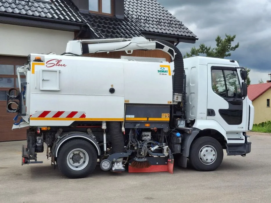 Renault Midlum 220 DXI Zamiatarka SEMAT Zoeller Johnston Szczotki L/R Obie Strony 2013r Napęd Hydrostat 36 tyś Kilometrów 3132 Mth Euro 5 Rura Do Liści Studzienek Klimatyzacja Zamiatarka Uliczna Hydro – zdjęcie 3