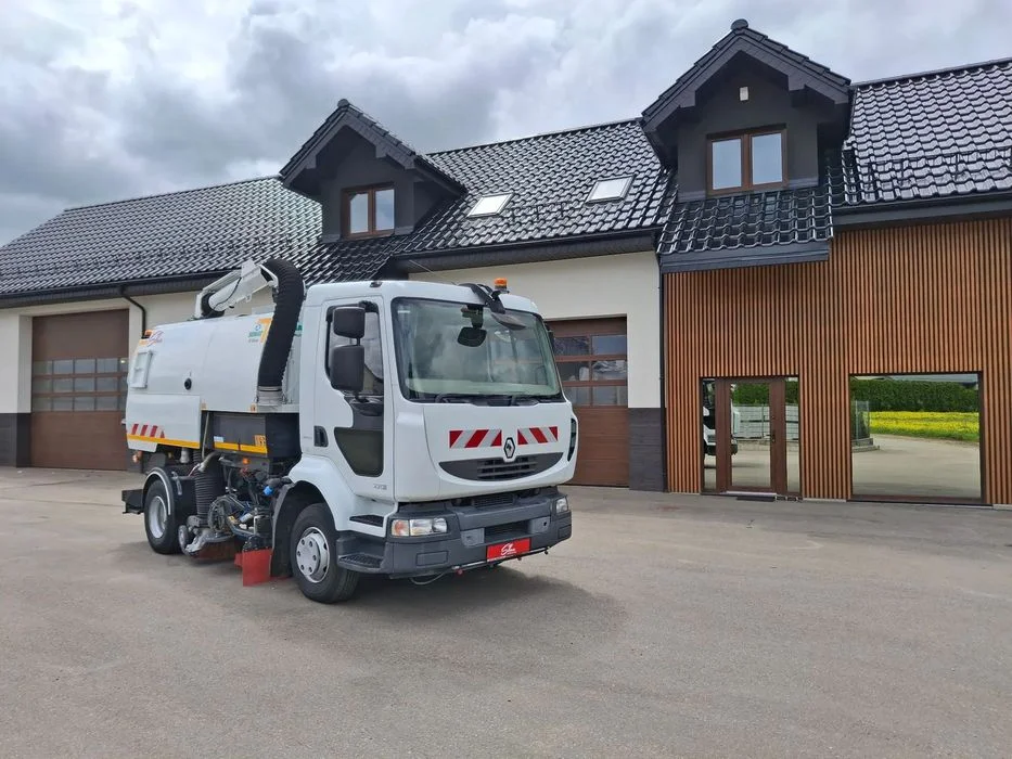 Renault Midlum 220 DXI Zamiatarka SEMAT Zoeller Johnston Szczotki L/R Obie Strony 2013r Napęd Hydrostat 36 tyś Kilometrów 3132 Mth Euro 5 Rura Do Liści Studzienek Klimatyzacja Zamiatarka Uliczna Hydro