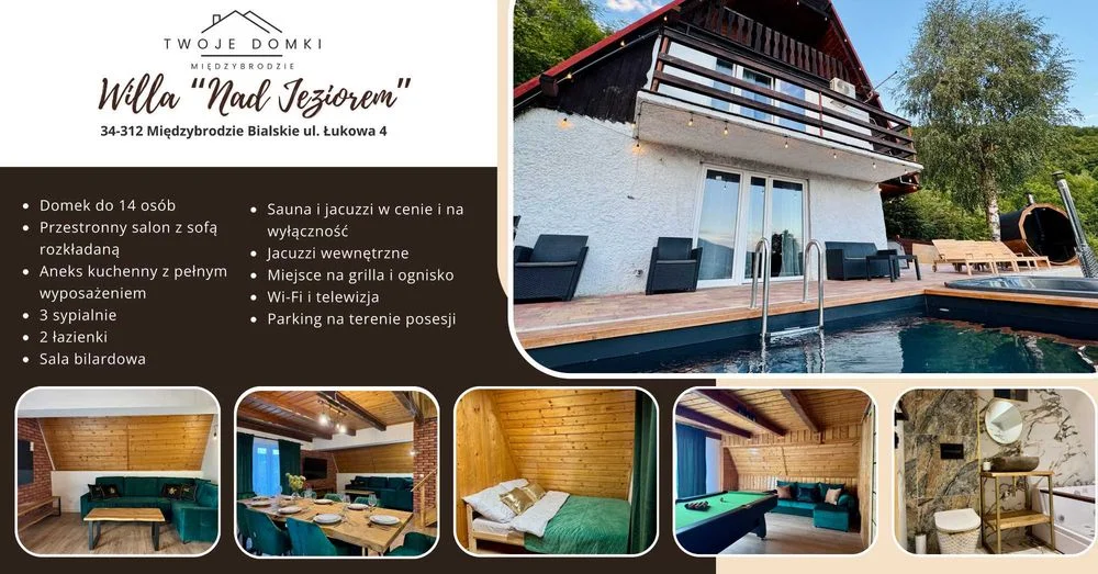 Dom nad jeziorem z jacuzzi – komfortowy pobyt w naturze- 120 zł/osoba, Luksusowe domki w górach z balią i jacuzzi na niezapomniany kawalerski nad wodą – zdjęcie 2