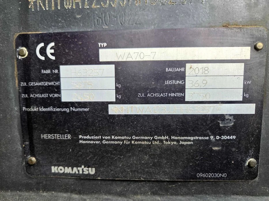 Komatsu WA70-7 – 2018 r. – 2800 mth – zdjęcie 8