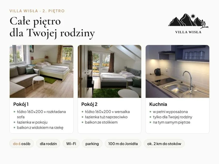 Nocleg Wisła: całe piętro dla rodzin do 6 os., 2 pokoje, 2 łazienki, kuchnia – zdjęcie 2
