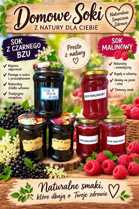 Sprzedam sok z czarnego bzu i sok malinowy