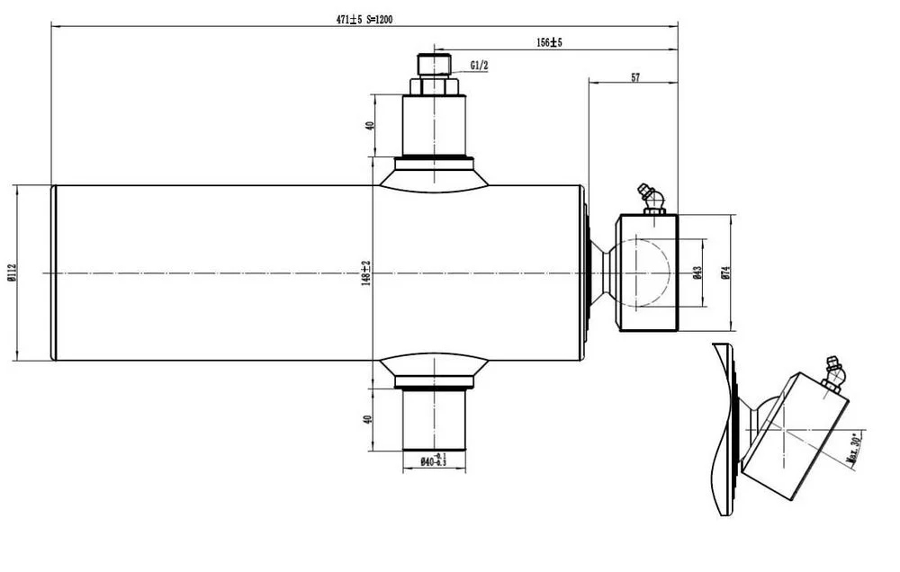 siłownik wywrotu ST4-1200. Tłok małej przyczepki, wysuw 1200 mm. – zdjęcie 2