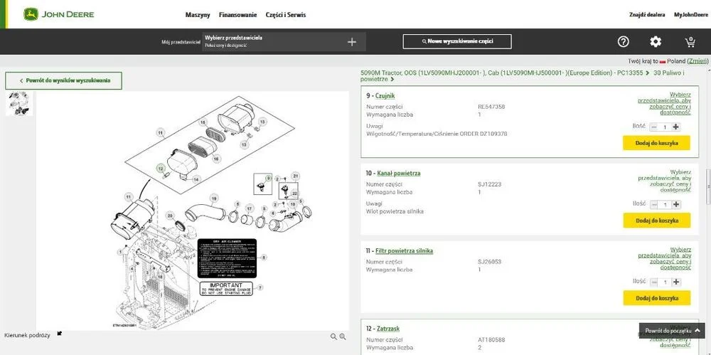 Czujnik przepływomierz filtr powietrza silnika John Deere RE547358 – zdjęcie 2