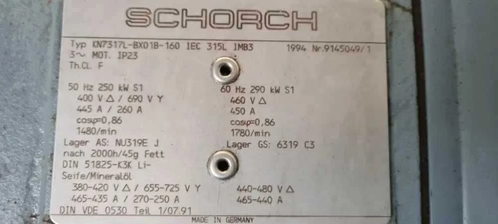 Silnik elektryczny 250 kW 1480 obr/min obudowa 315L