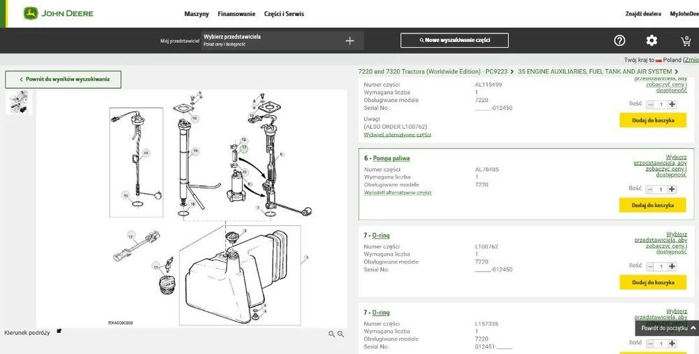 Pompka paliwa oryginał w zbiorniku John Deere AL210056 AL78405 – zdjęcie 2