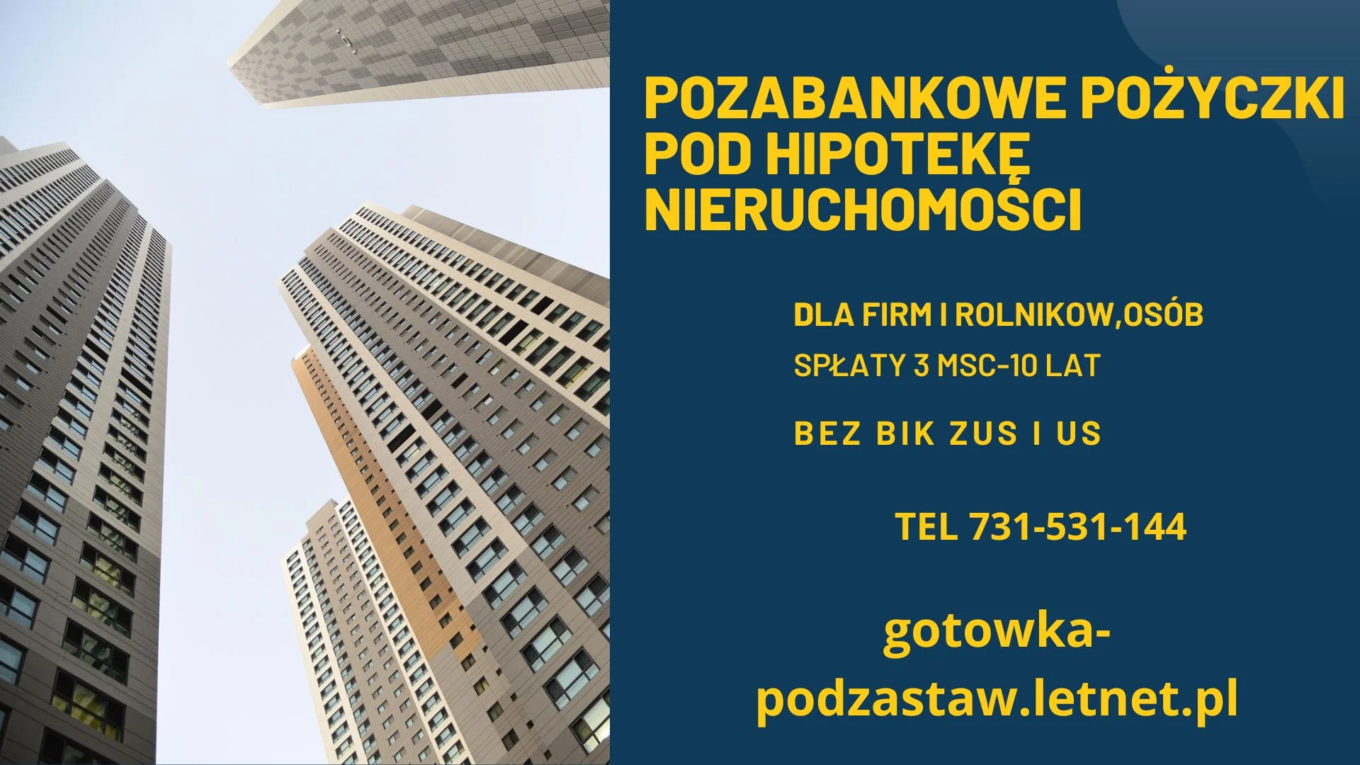 POZABANKOWA POŻYCZKA POD HIPOTEKE BEZ BIK NAWET NA 100 MSC