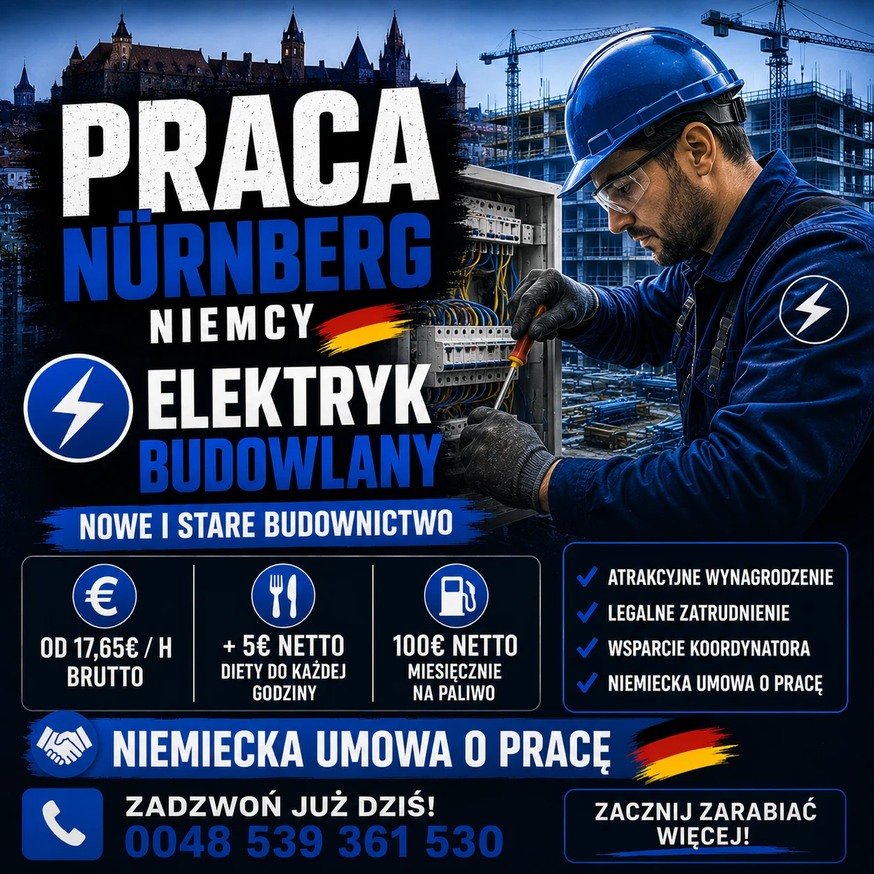 Elektryk Budowlany – Nowe Budownictwo, Praca w Niemczech