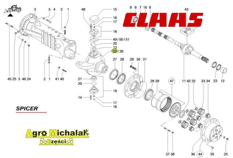 Zwrotnica prawa Claas 6030, 6040, 7040, 7045, 9040, – zdjęcie 3
