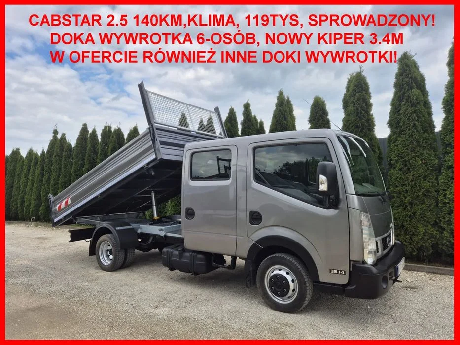 Nissan Cabstar NT400/ 2.5 140KM/Brygadówka/ Doka wywrotka 3-str/Nowy Kiper 3.4m/ Klima/ 119tys/ Sprowadzony/TOP!