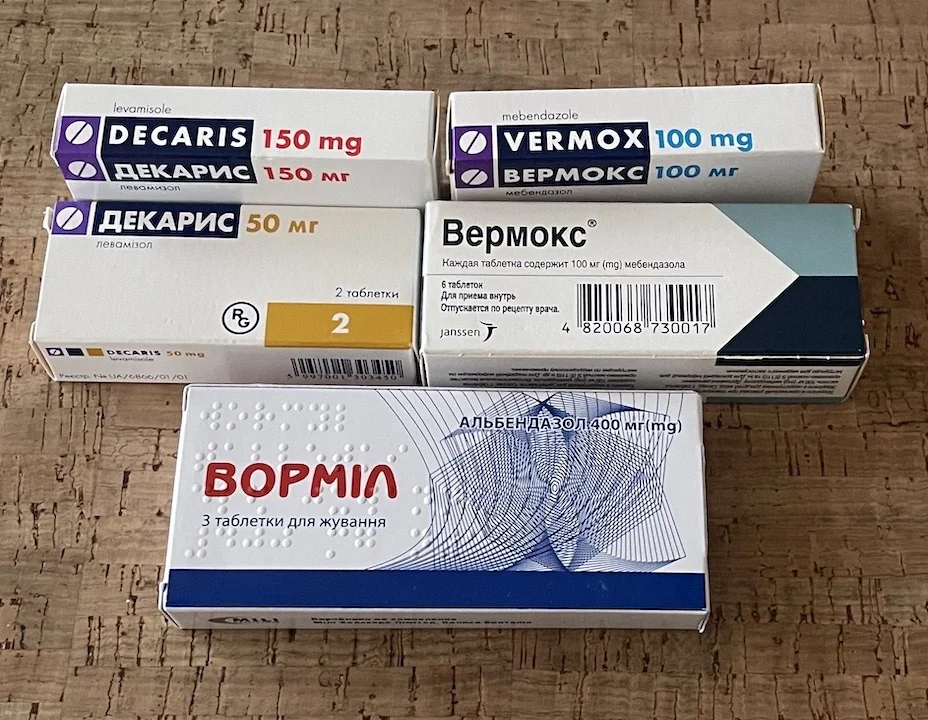 Vermox, Vormil, Wormil, Ворміл, Decaris, Iwermektyna