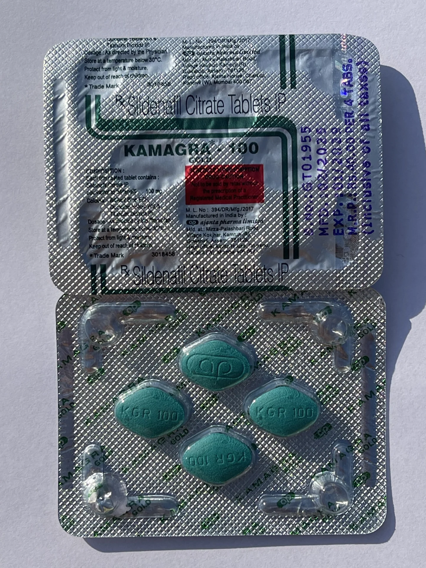 Kamagra GOLD 100 mg. 4 tabletki, potencja, erekcja