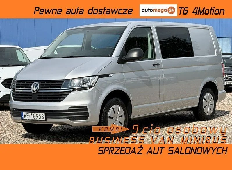 Volkswagen TRANSPORTER KOMBI 9 cio osobowy Business VAN T6.1, 2.0TDI 150KM Napęd 4Motion, T6 4x4 plus reduktor napędów, 2 Strefowe OGRZEWANIE i KLIMATYZACJA WEBASTO 5kW, Tylne drzwi skrzydłowe, Hak Ho – zdjęcie 2