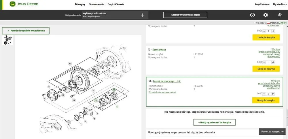 Krzyżak wału napędu przy tłumiku drgań John Deere RE52347 – zdjęcie 2