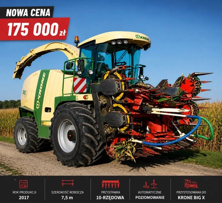 Kemper 375 Plus – 2017 – 7,5 m – 10-rzędowa – Krone Big X – Nowa cena