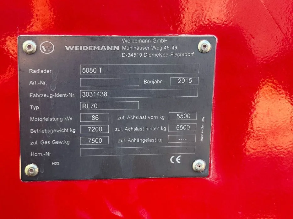 Weidemann 5080 T ładowarka teleskopowa przegubowa 2015 r. widły – zdjęcie 8