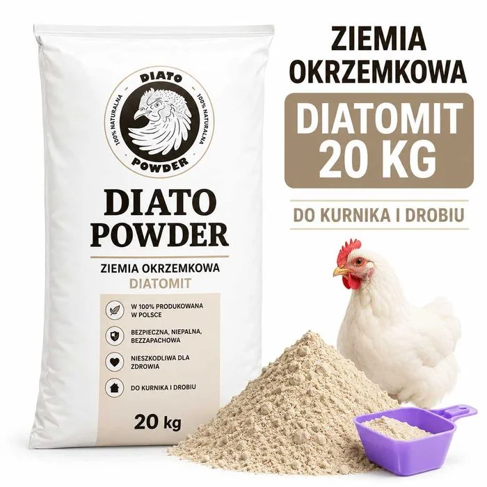 Ziemia Okrzemkowa DIATO POWDER 20 kg Kurnik Kury Drób Ptaszyniec Higiena – zdjęcie 2