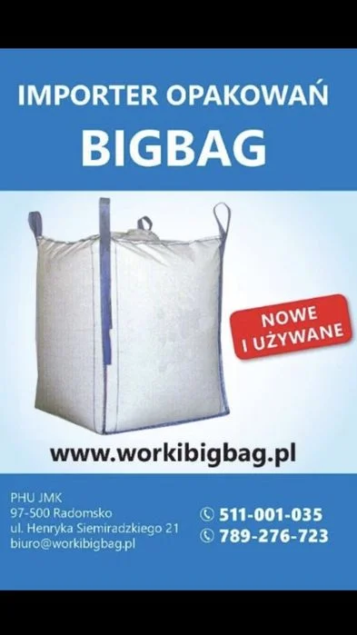 Worki Big Bag Bagi 172cm 1000kg Hurtownia Opakowań BIGBAG Wysyłka