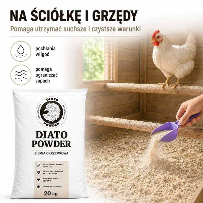 Ziemia Okrzemkowa DIATO POWDER 20 kg Kurnik Kury Drób Ptaszyniec Higiena – zdjęcie 5