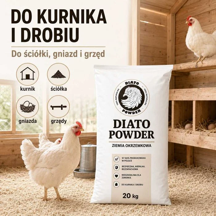 Ziemia Okrzemkowa DIATO POWDER 20 kg Kurnik Kury Drób Ptaszyniec Higiena – zdjęcie 8