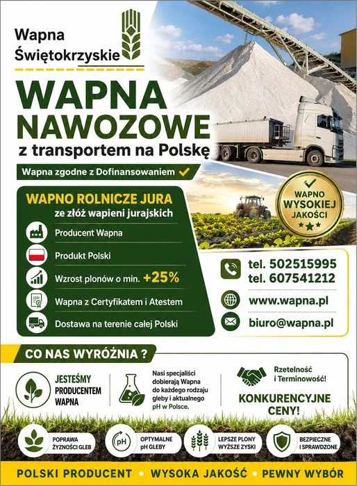 Najtaniej WAPNA -Wapno Nawozowe Węglanowe, Kreda, Magnezowe, Tlenkowe -HURTOWE CENY !