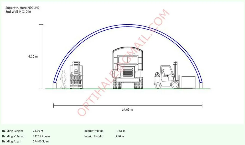 Hala łukowa, stalowa, samonośna, 14m x 21,5m (300mkw) – zdjęcie 8