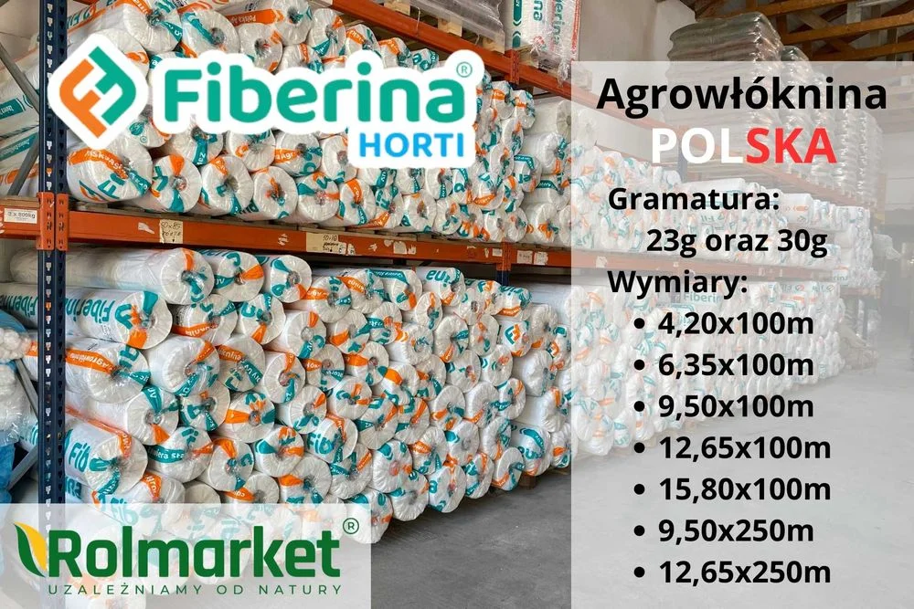 Agrowłóknina Fiberina Biała 23g UV Polska Włóknina okryciowa na truskawki, ziemniaki, ogórki, warzywa