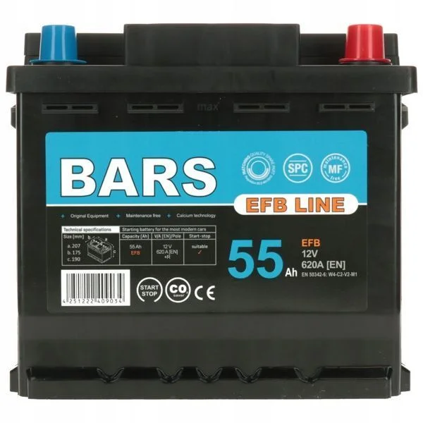 Akumulator Bars EFB LINE 12V 55Ah 620A L1 Start-Stop P - 13 kg – zdjęcie 3