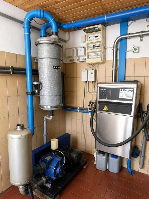 Wyposażenie hali udojowej DeLaval 1x12 MP400, FI2, myjnia c100e, pompa vp77, jednostka końcowa – zdjęcie 3