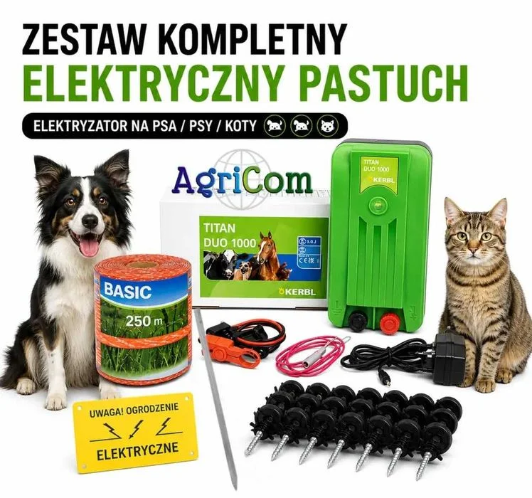 Zestaw elektryczny pastuch na psa i koty – kompletny system ogrodzeniowy