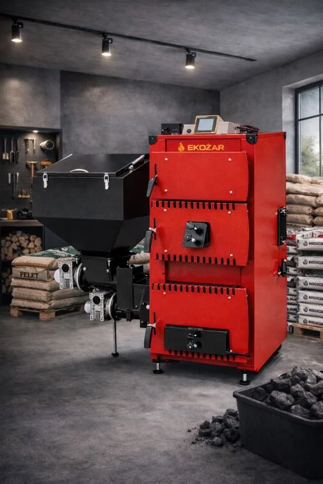 Kocioł Z Podajnikiem 12 Kw Do 110 m2 Piec Na Pellet Groszek i Drewno