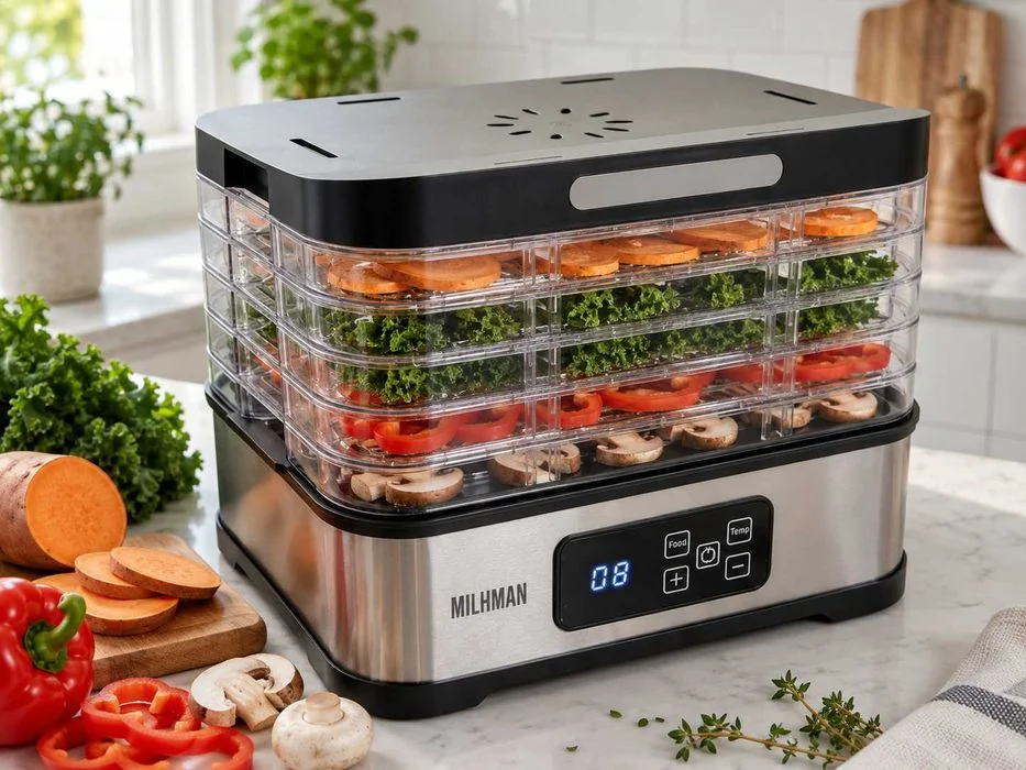 Nowa Suszarka Do Grzybów Owoców Warzyw Żywności 400W 5 Sit Timer 24H Termoobieg Regulacja 35-70°C Dehydrator – zdjęcie 3