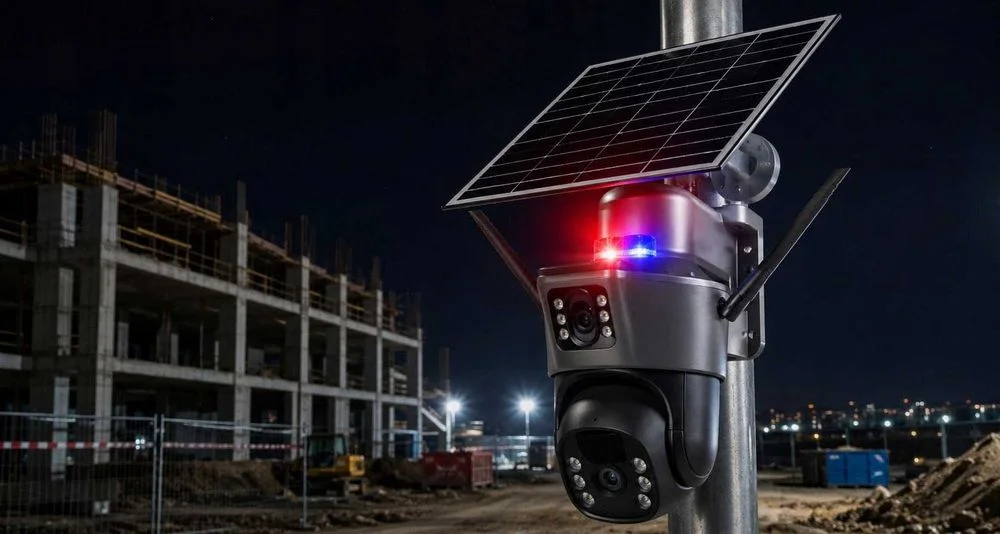 KAMERA Solarna ALARM Zewnętrzna Obrotowa 4G LTE SIM 8MP Akumulator 2 Obiektywy PTZ Monitoring Działka Dom Parking Plac Budowy – zdjęcie 3