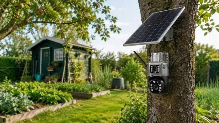 KAMERA Solarna ALARM Zewnętrzna Obrotowa 4G LTE SIM 8MP Akumulator 2 Obiektywy PTZ Monitoring Działka Dom Parking Plac Budowy – zdjęcie 2