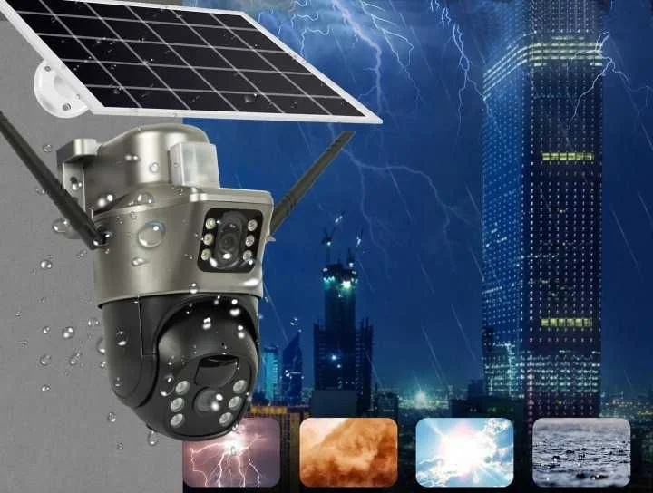 KAMERA Solarna ALARM Zewnętrzna Obrotowa 4G LTE SIM 8MP Akumulator 2 Obiektywy PTZ Monitoring Działka Dom Parking Plac Budowy – zdjęcie 5