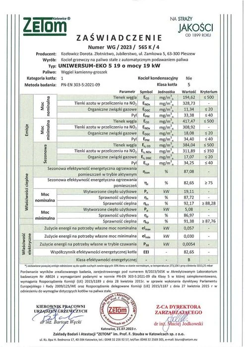 KOCIOŁ z KOMORĄ na węgiel groszek 19 kW. Piec z podajnikiem Klasa 5 – zdjęcie 7