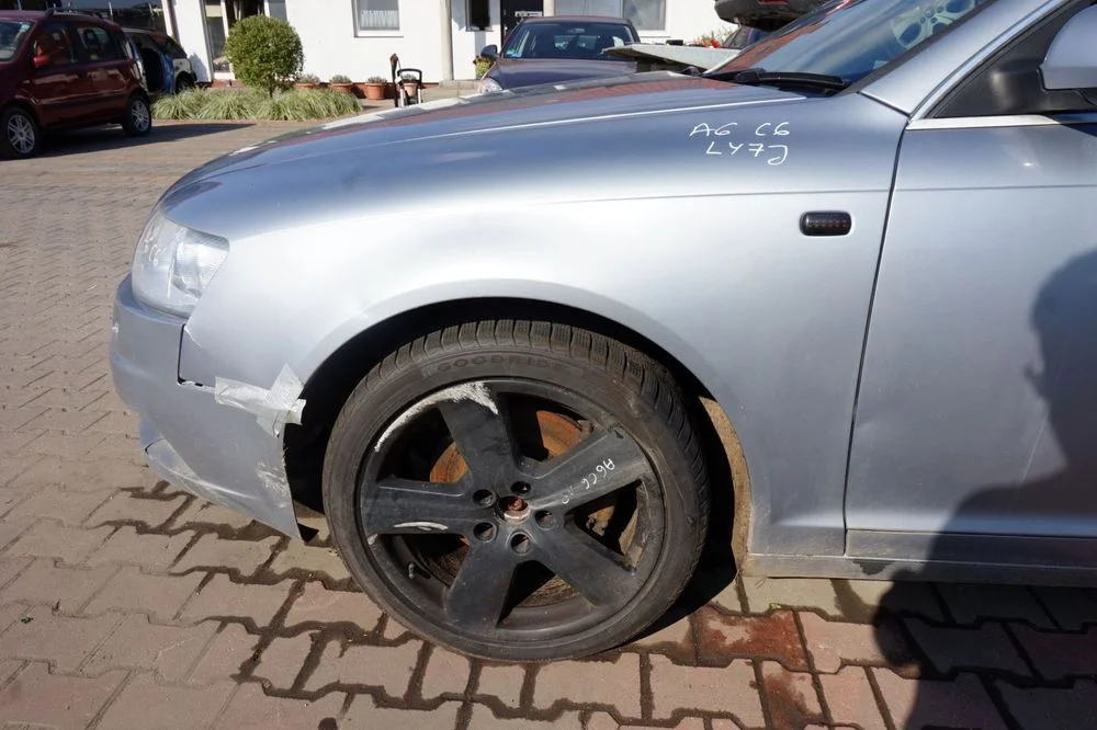 Maska Zderzak Błotniki Lampy A6 C6 Ly7J S-Line Audi 2004-2008 Srebrny Przód Kompletny – zdjęcie 5