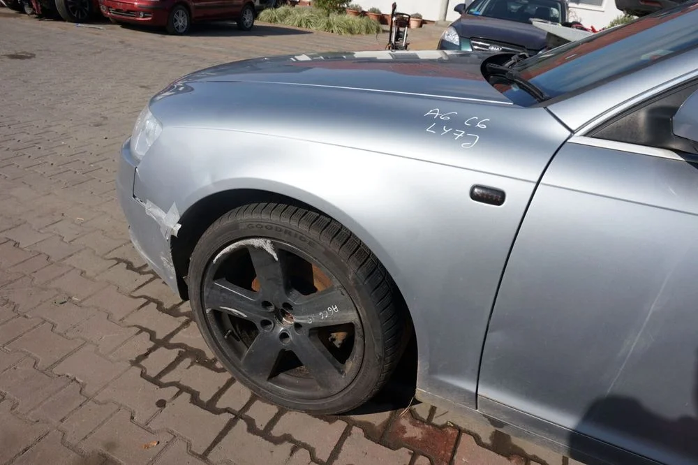 Maska Zderzak Błotniki Lampy A6 C6 Ly7J S-Line Audi 2004-2008 Srebrny Przód Kompletny – zdjęcie 6
