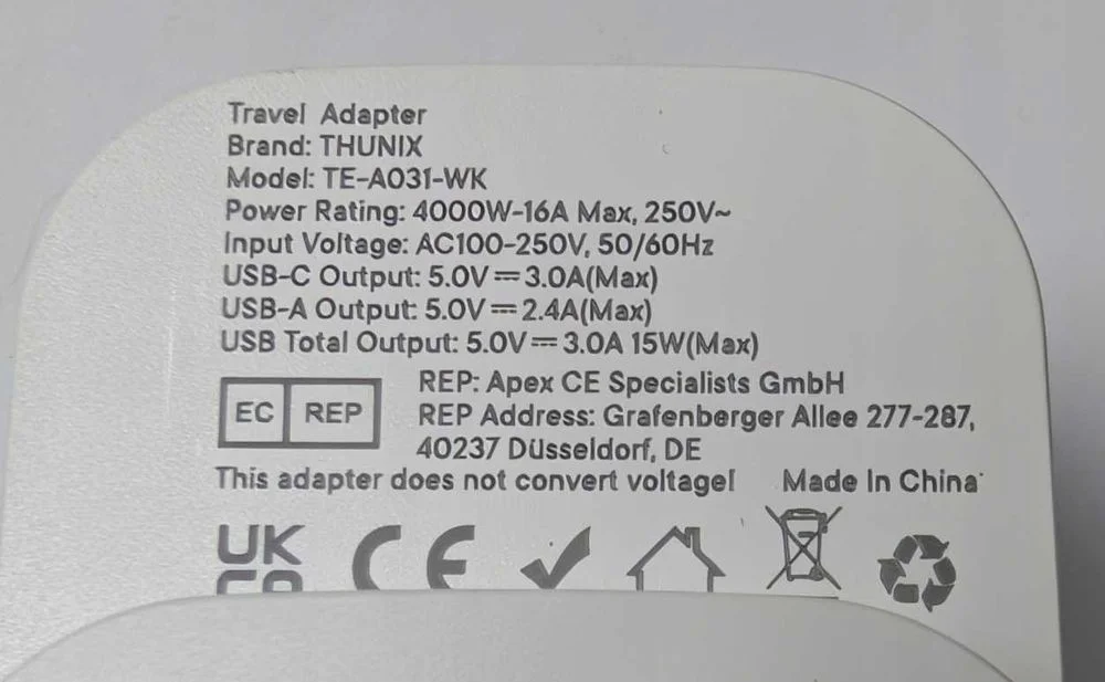 Adapter podróżny EU do UK, wtyczka z 3 portami USB USB-C ANGLIA-EUROPA – zdjęcie 4