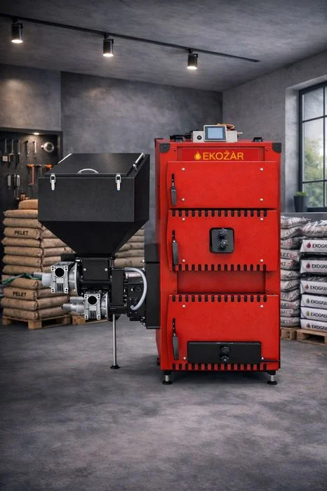 Kocioł z Podajnikiem Na Pellet Groszek i Drewno 12 kw do 110m2 Piec – zdjęcie 2