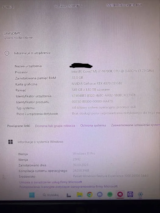 Komputer Gamingowy – RTX 4070 12GB – i7-10700K – 32GB RAM – Win 11 – zdjęcie 4